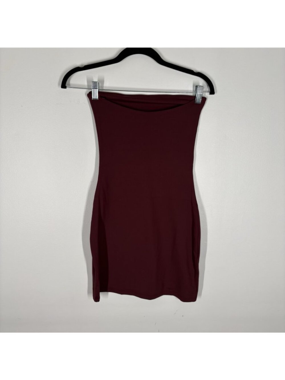Aritzia Sz S Burgundy Strapless Original Contour Enrapture Mini Tube Dress NWOT - Picture 5 of 8
